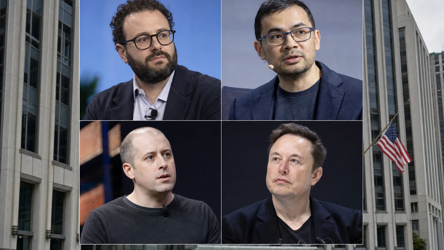 Dario Amodei, Sam Altman, Demis Hassabis and Elon Musk in an editorial composite.