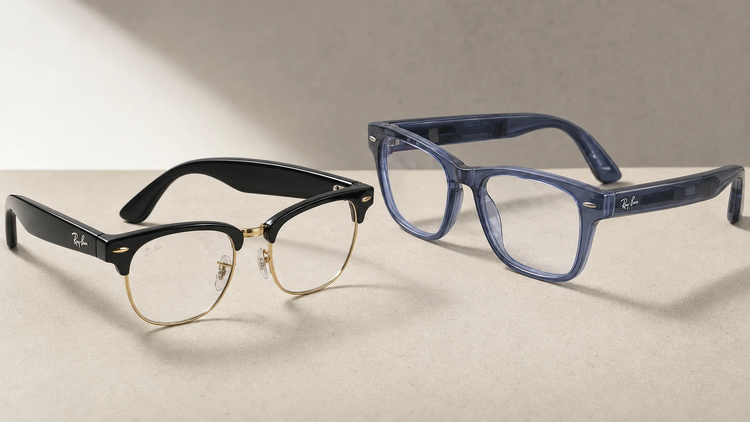 Camera-free Ray-Ban Meta Audio glasses in Clubmaster and Burbank frame styles
