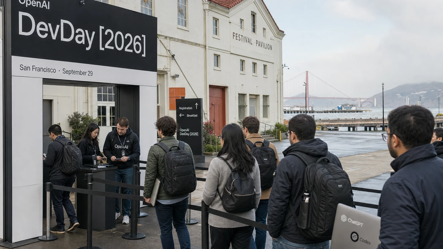 Attendees arriving at OpenAI DevDay 2026 in San Francisco